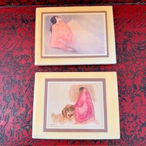 R.C. Gorman Ceramic Tile Art 1977 "Tigua" Signed "Red Beauty" Unsigned Navajo